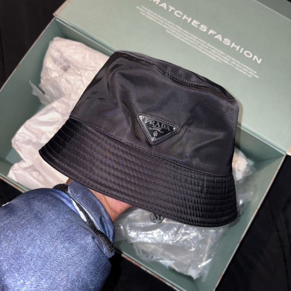 Prada nylon black bucket hat